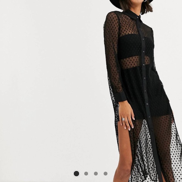 Bershka black mesh polka dot dress - Picture 1 of 2
